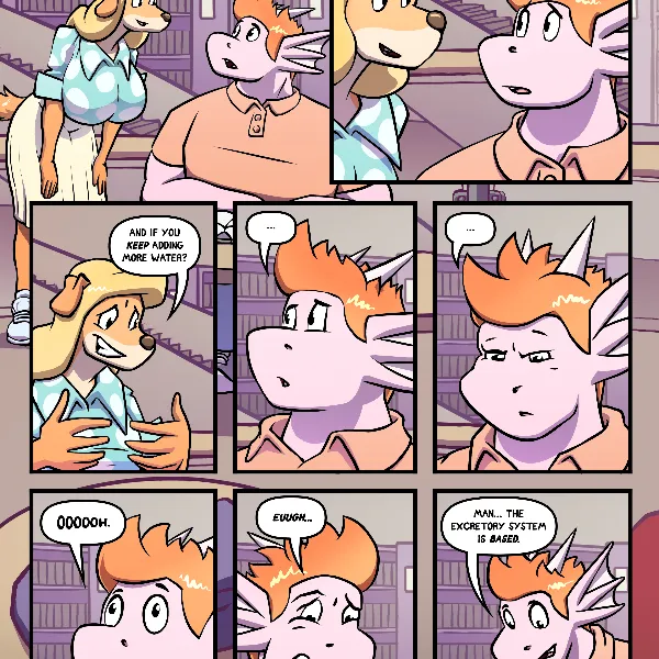 Jess and Jonah are talking in the library. Jonah is having trouble understanding something and Jess has to slowly hammer the point home with some sanitised analogies. Jonah finally understands and is grossed out by the implications.