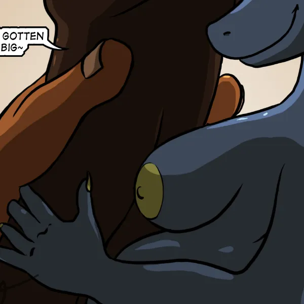 Claire presses the front of her body against Duncans enormous dick, which is now as big as she is.